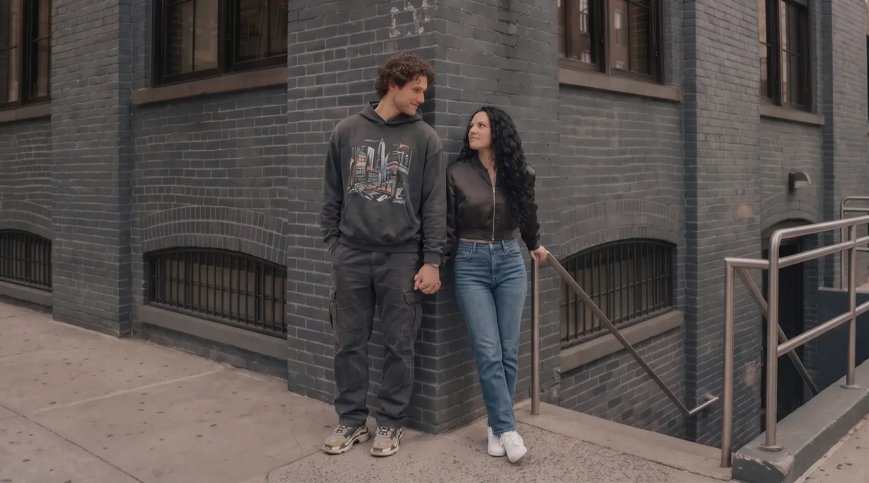 Couple in a street casual look